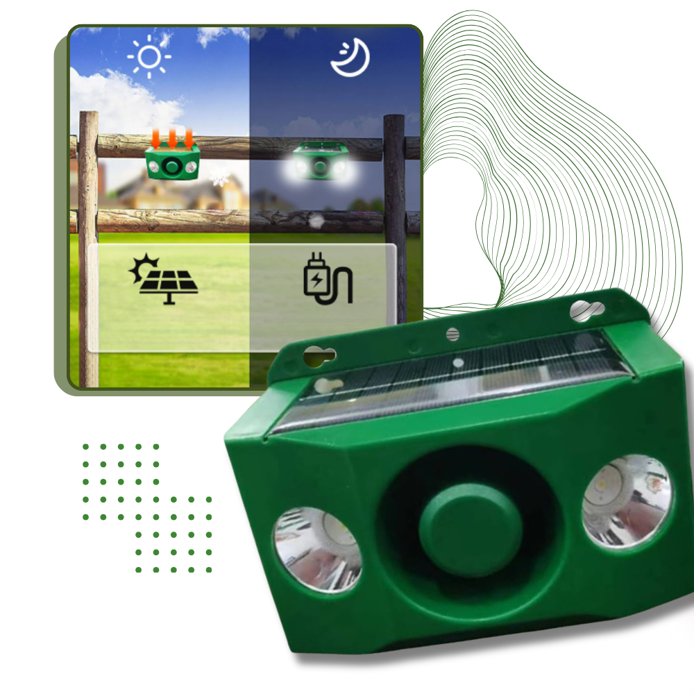 Animal repellent | Ultrasonic animal repeller | Beast repellent - Loud and Clear Warnings - Ozerty Solar Motion-Activated Animal Repellent - Loud and Clear Warnings - Ozerty