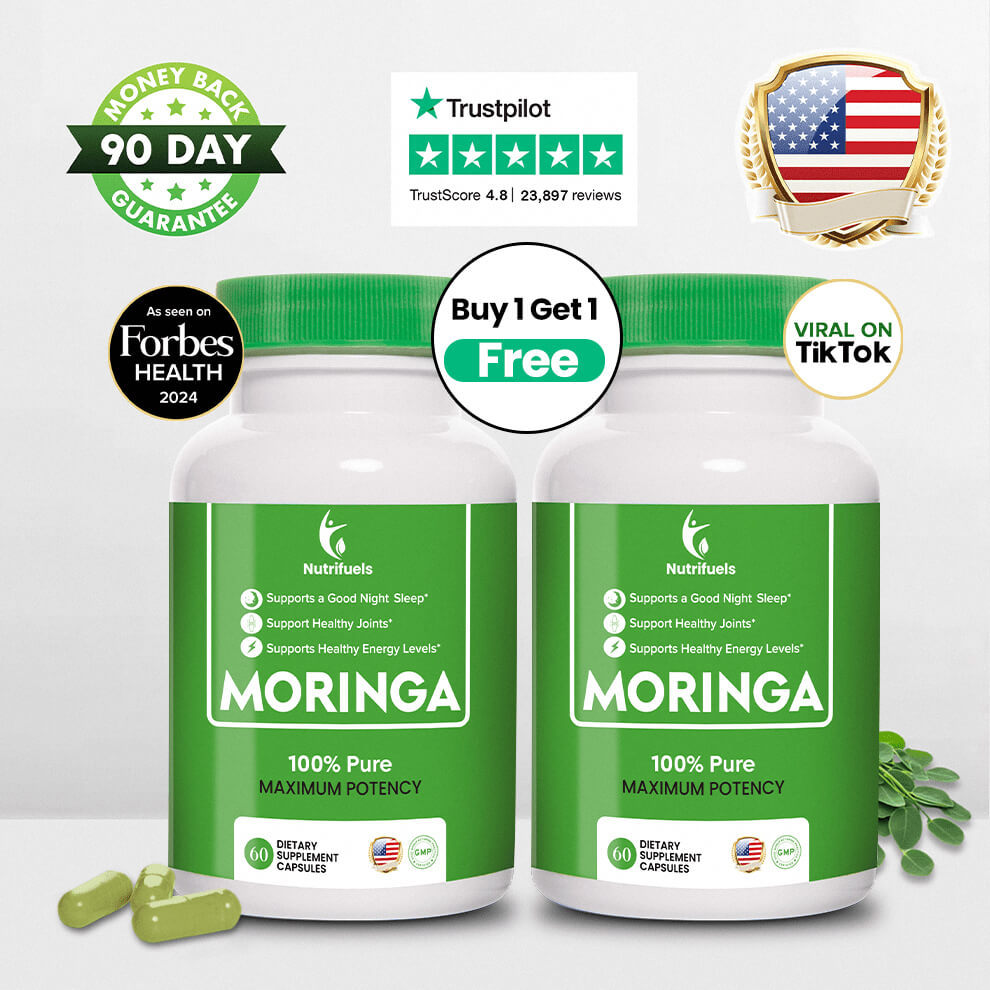 Buy 1 Get 1 Free – Moringa Capsules | 5X More Nutrients, 100% Organic,