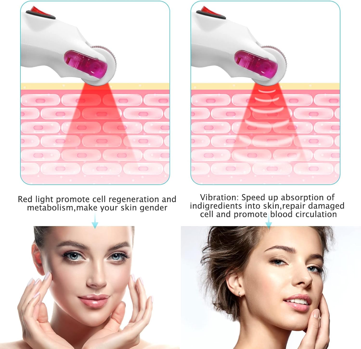 Nutrofuels™ Red LED Microneedling Derma Roller – 2-in-1 Collagen & Glow Reviver