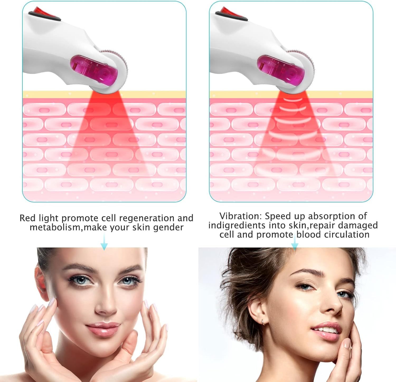 Nutrofuels™ Red LED Microneedling Derma Roller – 2-in-1 Collagen & Glow Reviver