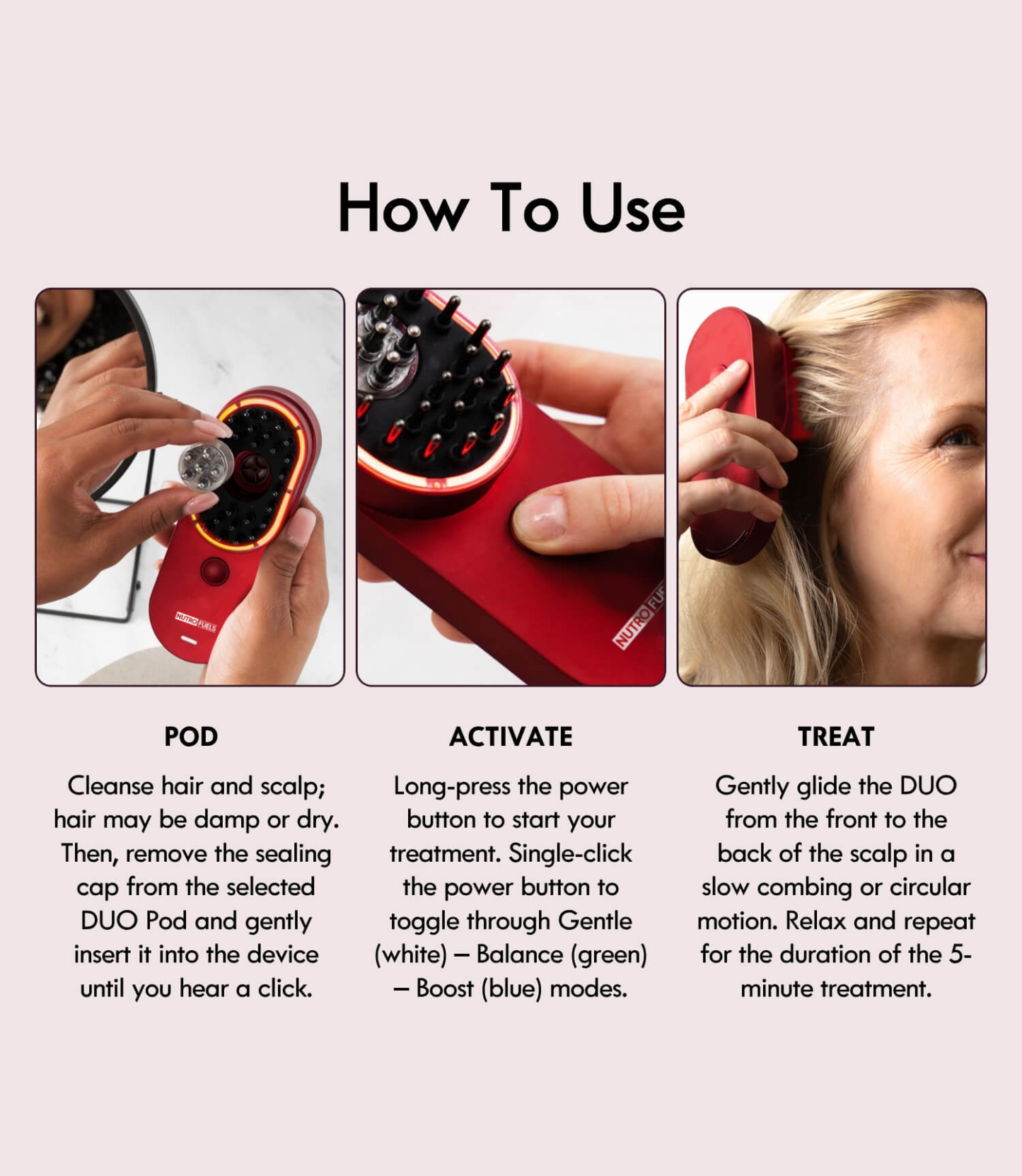 Nutrofuels™ Professional Red Light Therapy Hair Growth Tool with Scalp Massage