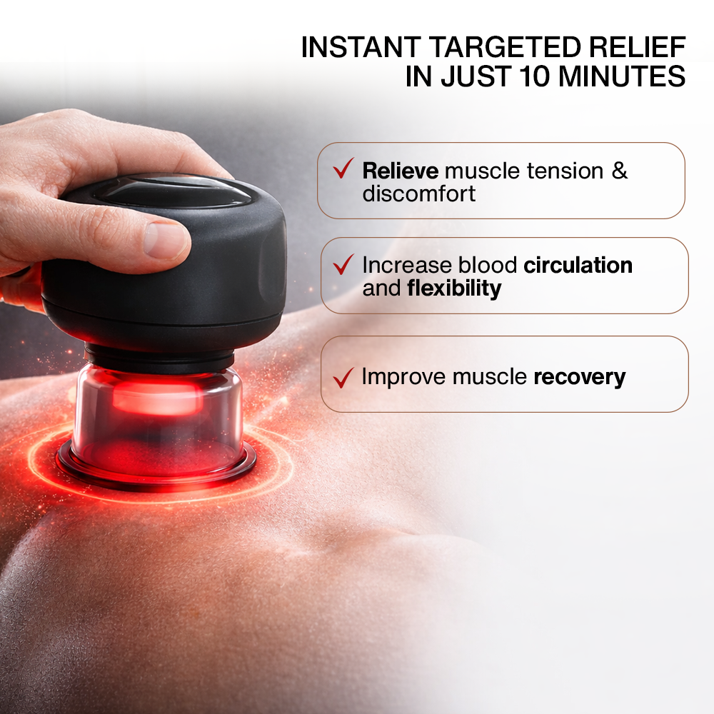 Nutrofuels™ 3-in-1 Cupping Massager – Suction, Heat & Red Light Muscle Relief