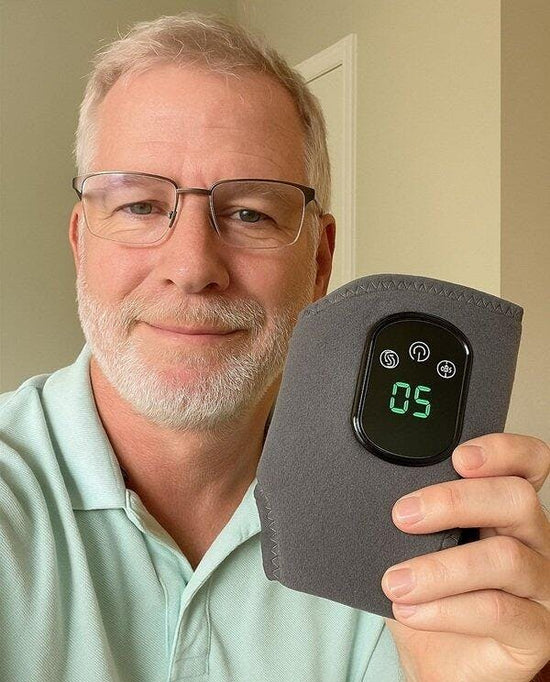 James using the foot massager