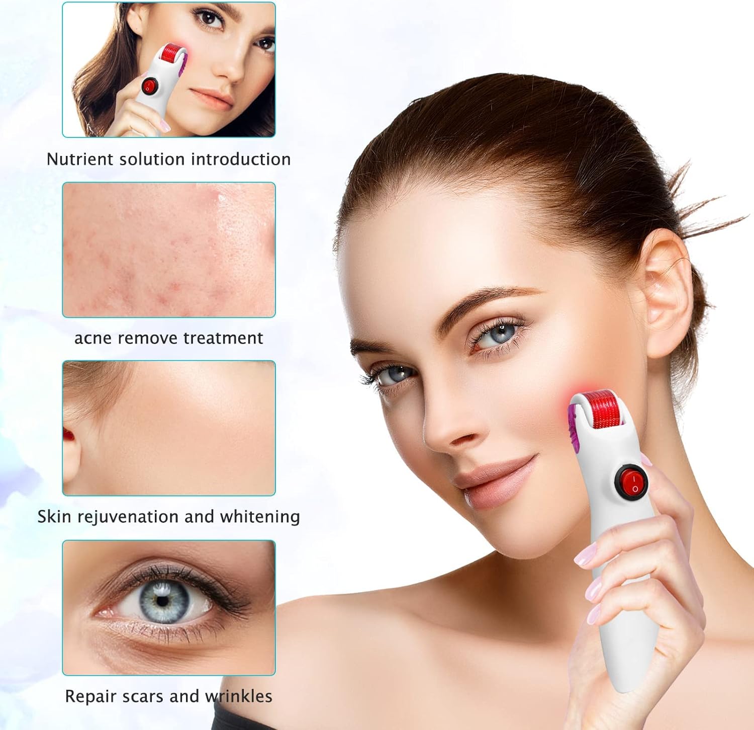 Nutrofuels™ Red LED Microneedling Derma Roller – 2-in-1 Collagen & Glow Reviver