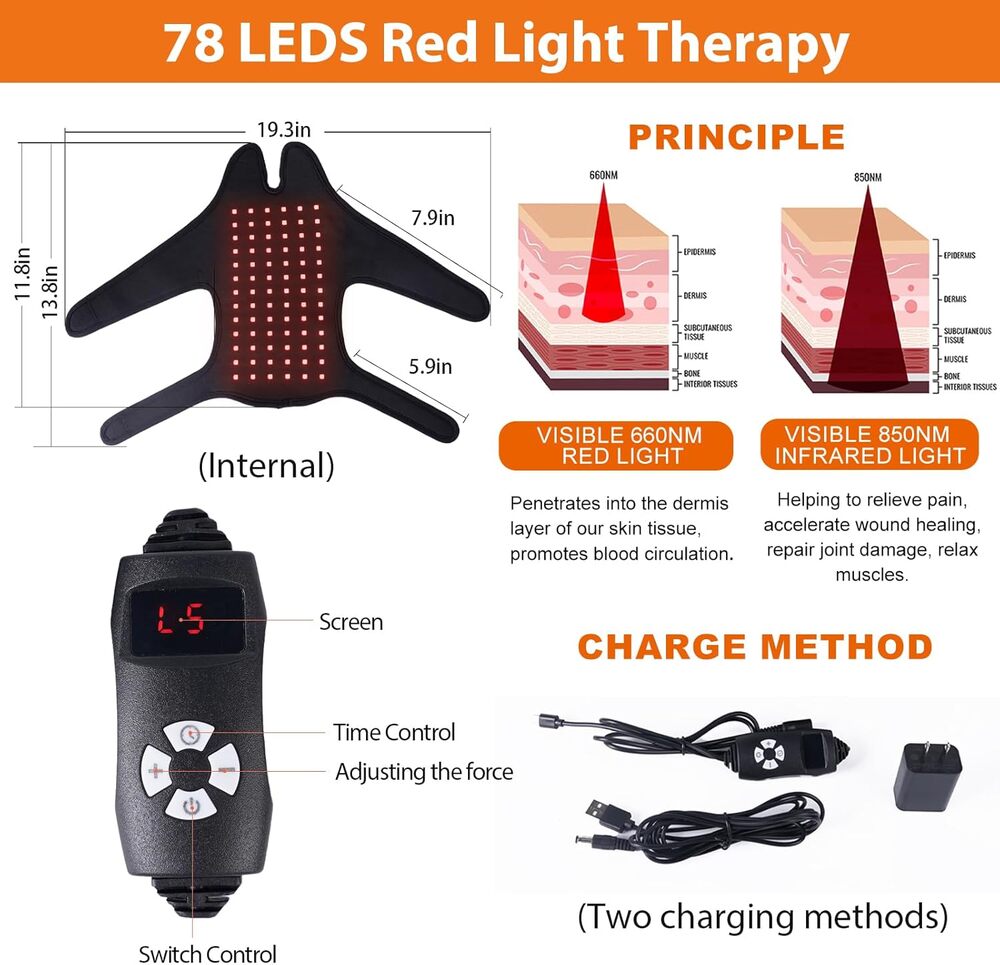 Dual-Wavelengths Red Light Therapy Shoes Foot Heating Muscle Pain Relief