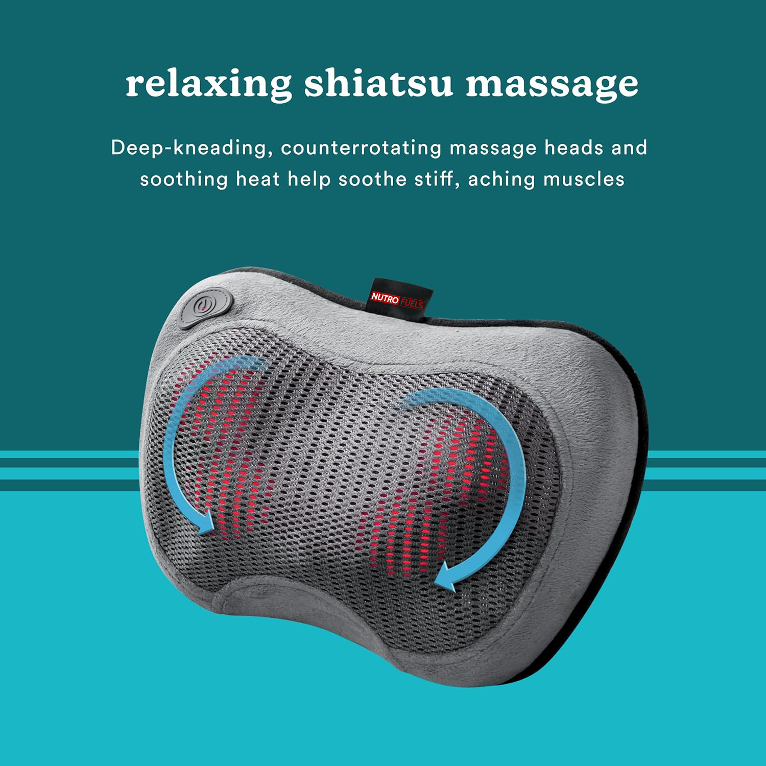 Nutrofuels™ Shiatsu Massage Pillow – Cordless Heat Relief for Tight Muscles