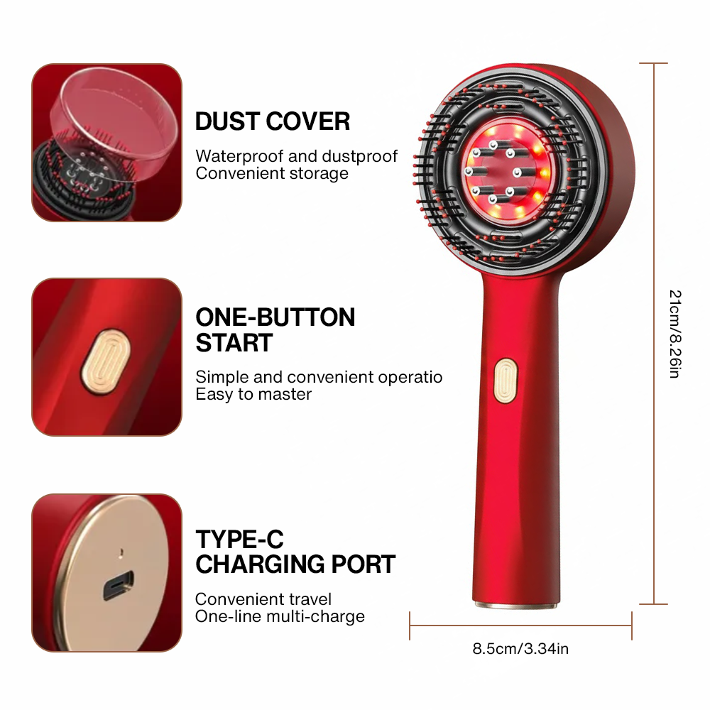Nutrofuels™ Red Light Scalp Massager Comb – LED & Vibration for Hair Growth
