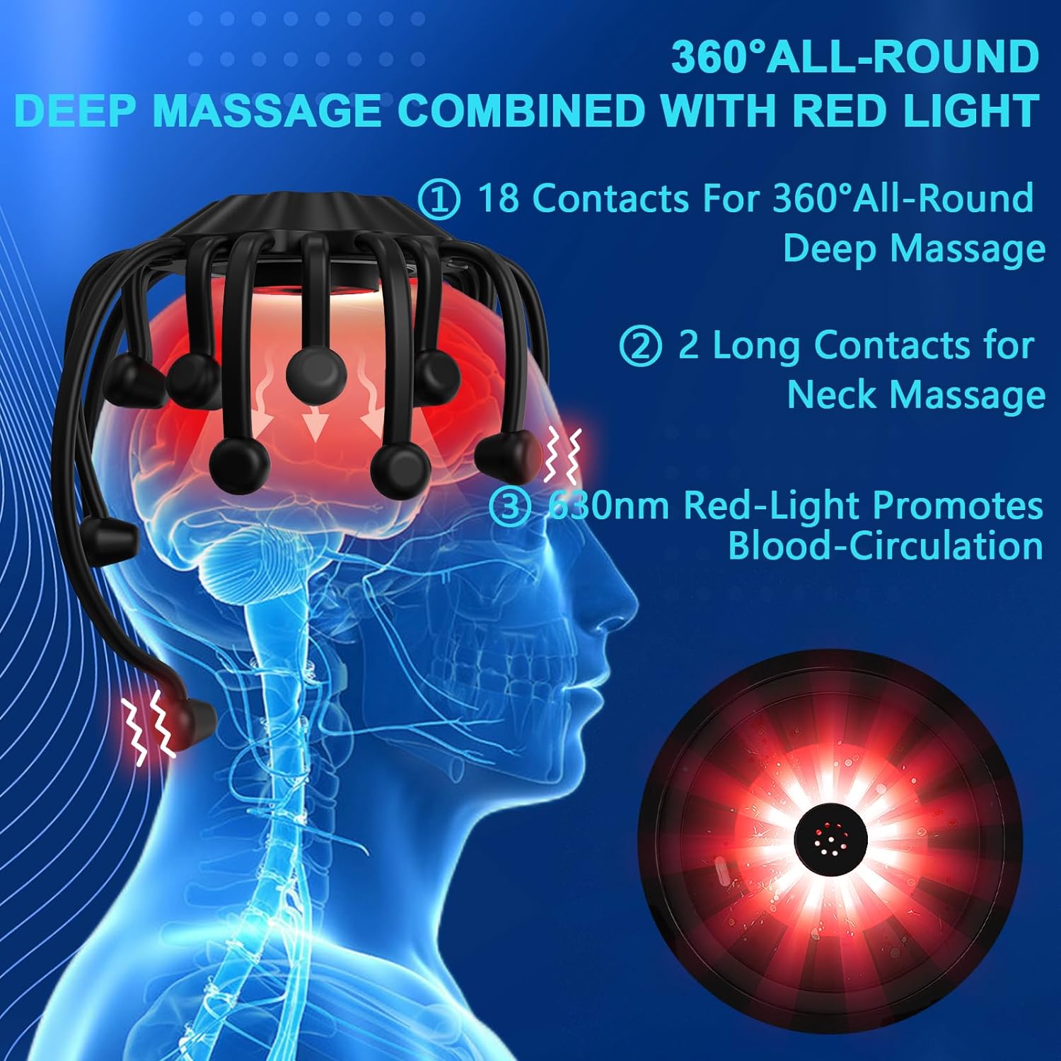 Nutrofuels™ Scalp Massager – Red Light Boost for Hair, Scalp & Relaxation