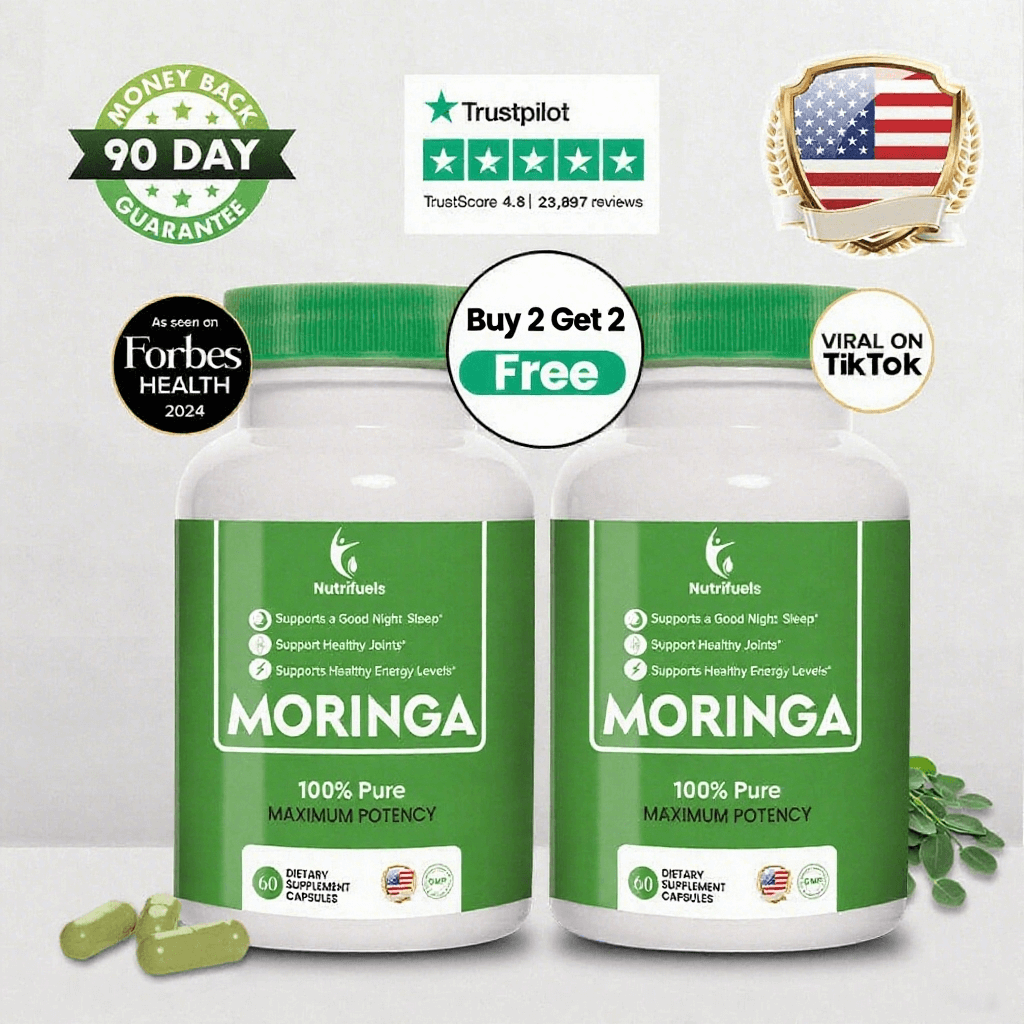 Buy 1 Get 1 Free – Moringa Capsules | 5X More Nutrients, 100% Organic, USA Made