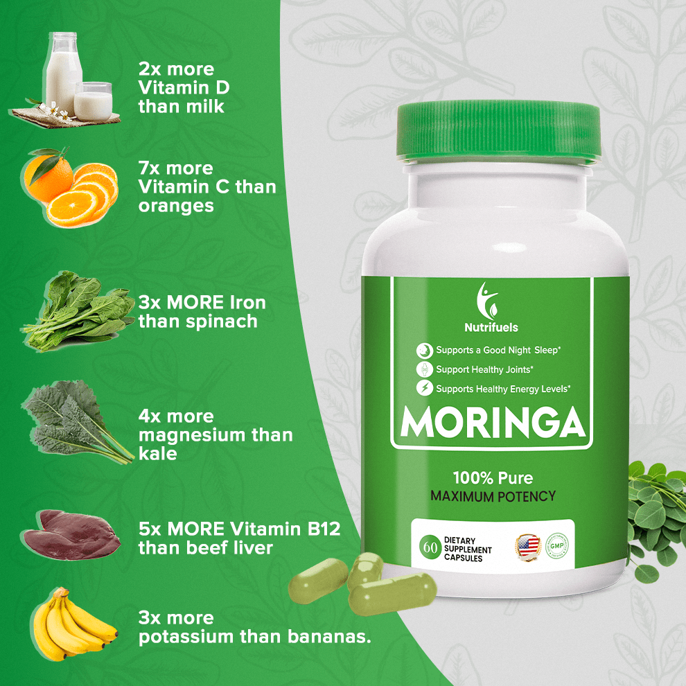 Moringa Capsules – 5X More Nutrients, 100% Organic & USA Made