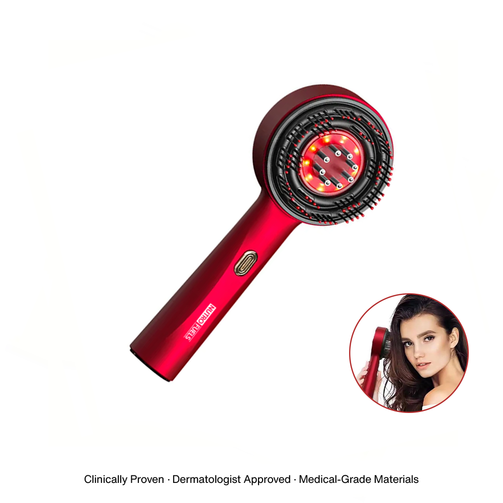 Nutrofuels™ Red Light Scalp Massager Comb – LED & Vibration to Reduce Hair Fall & Boost Serum Absorption