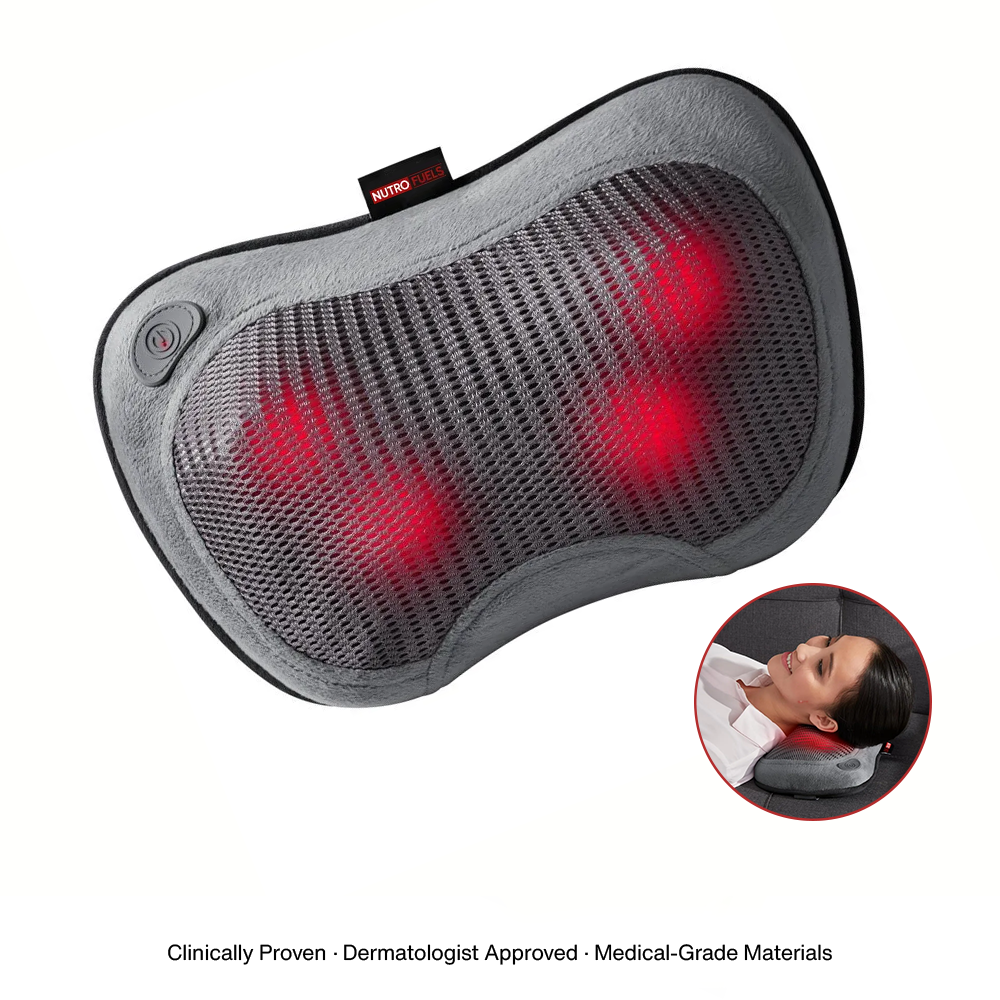 Nutrofuels™ Shiatsu Massage Pillow – Cordless Heat Relief for Tight Muscles