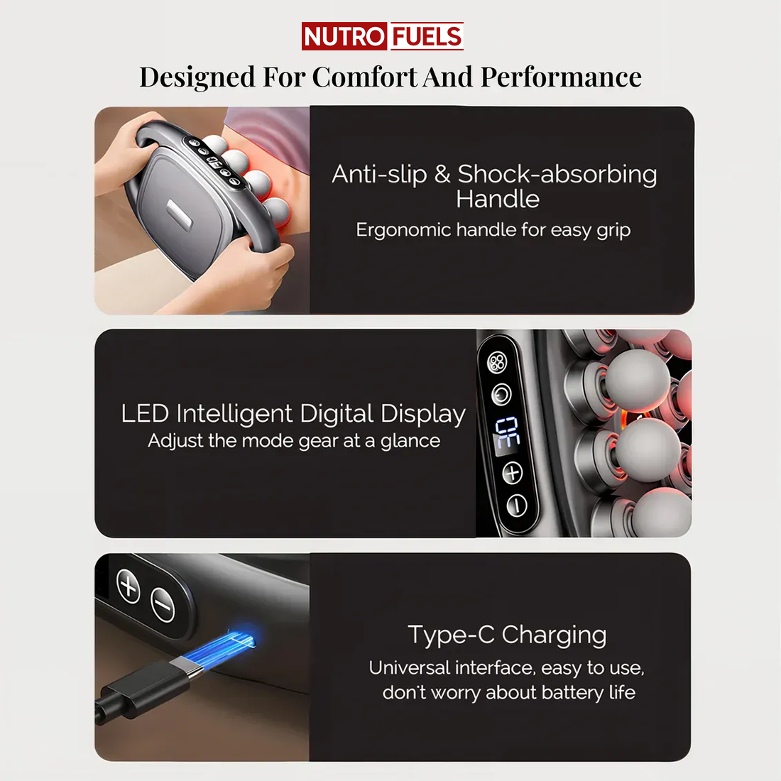 Nutrofuels™ 16-Head Percussion Massager – Full-Body Deep Tissue Relief