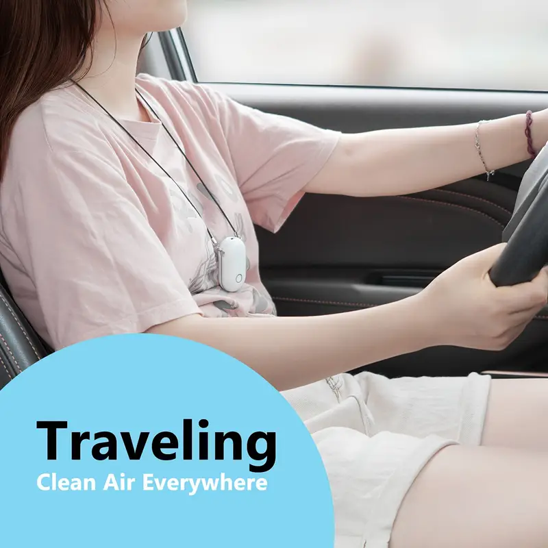 portable necklace rechargeable wearable negative in pink white usb powered silent operation for outdoor car ideal gift for men women mothers fathers friends for car details 7