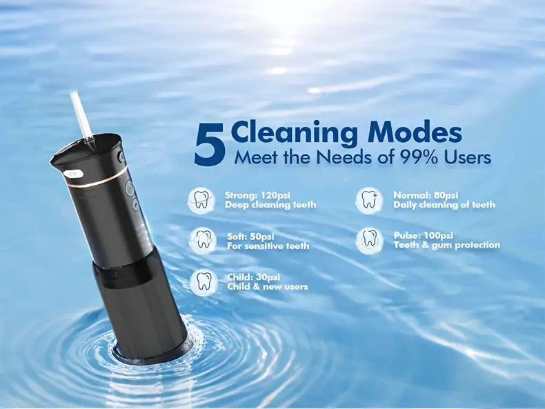 portable usb rechargeable water flosser cordless portable oral irrigator deep cleaning teeth 5   6 nozzles large capacity tank compact for travel use in   home   details 7