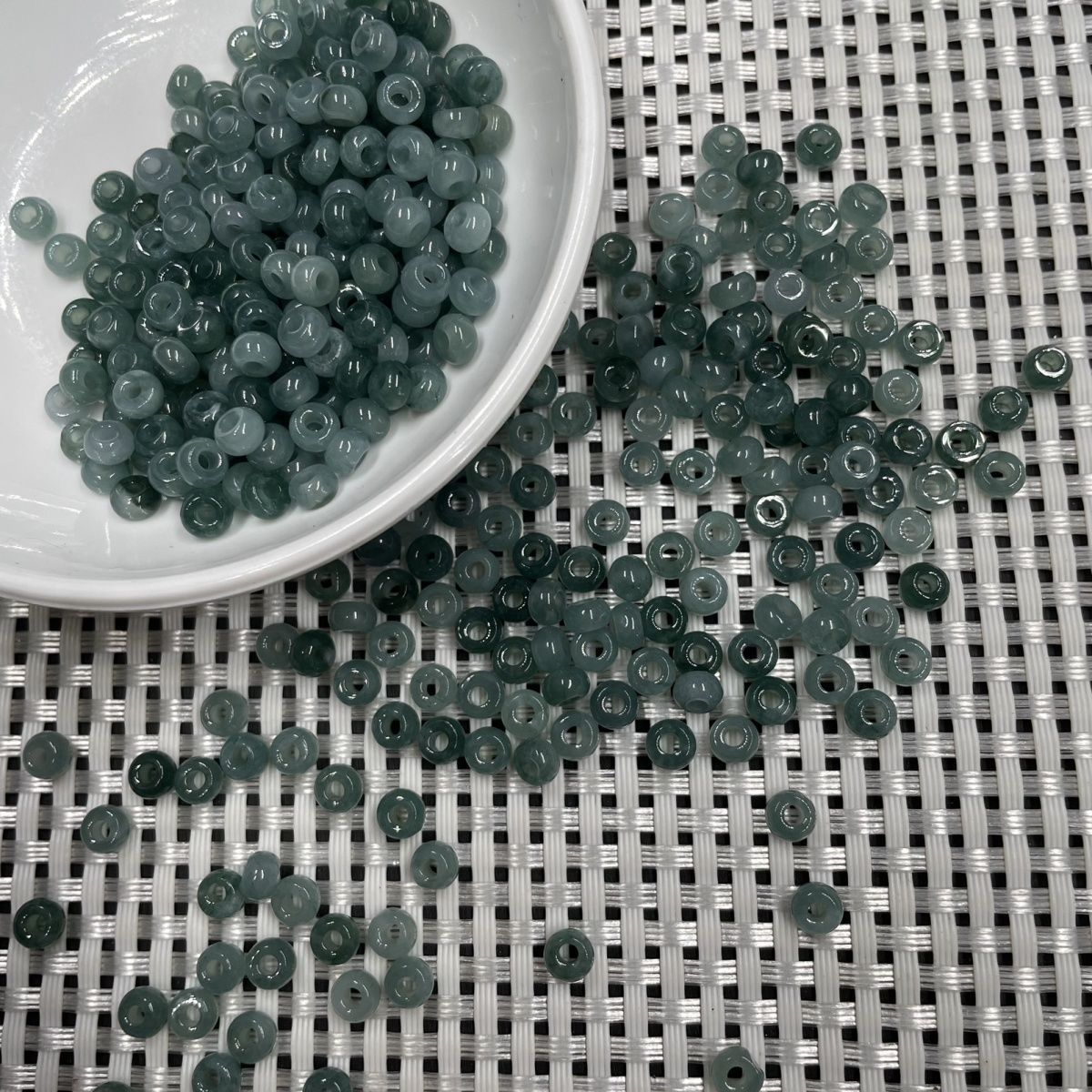 Natural Ice Jadeite Blue Water Abacus Spacer Beads 5.5mm Large Hole, Jade Spacer Beads for DIY Bracelets Necklaces