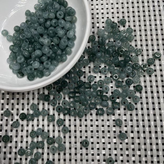 Natural Ice Jadeite Blue Water Abacus Spacer Beads 5.5mm Large Hole, Jade Spacer Beads for DIY Bracelets Necklaces