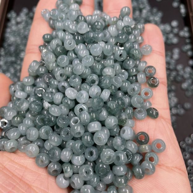 Natural Ice Jadeite Blue Water Abacus Spacer Beads 5.5mm Large Hole, Jade Spacer Beads for DIY Bracelets Necklaces