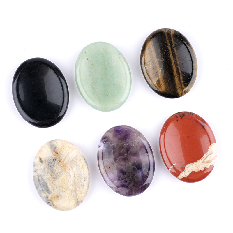 Natural Crystal Thumb Stone Oval Palm Worry Stone Gua Sha Massage Gemstone 35x45mm26022106