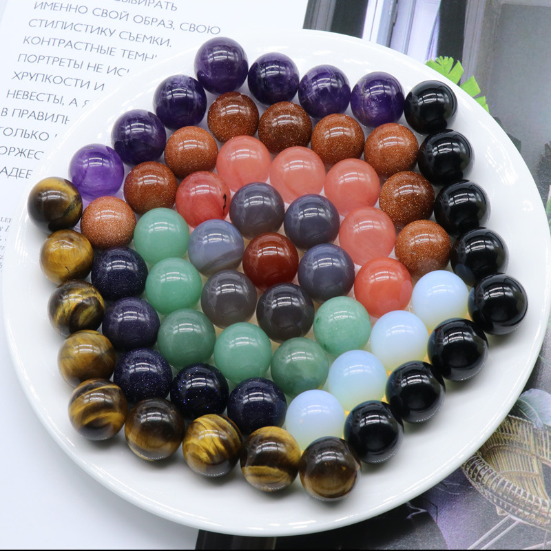 Natural Crystal Sphere Bead, 16mm No Hole Round Stone Bead for DIY Jewelry Making, Display Decor and Handmade Accessory Projects