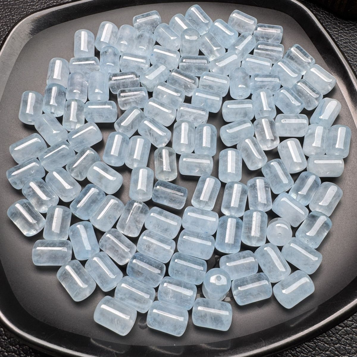 Aquamarine Cylindrical Barrel Beads 12x8mm, Natural Blue Crystal Beads for DIY Jewelry Making, 5 Pieces