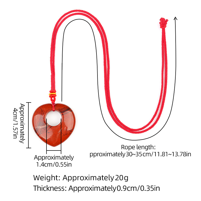 Natural Crystal Heart Stone Necklace, Love Heart Sweater Chain Pendant, Gemstone Heart Charm Long Necklace Gift Jewelry Accessory