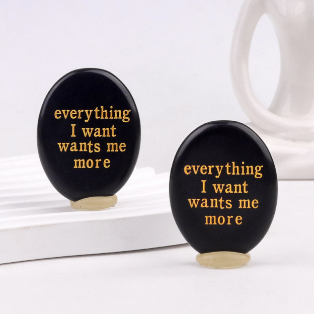 Natural Obsidian Engraved Palm Stone Oval Thumb Worry Stone Inspirational Quote Pocket Crystal Decorative Keepsake