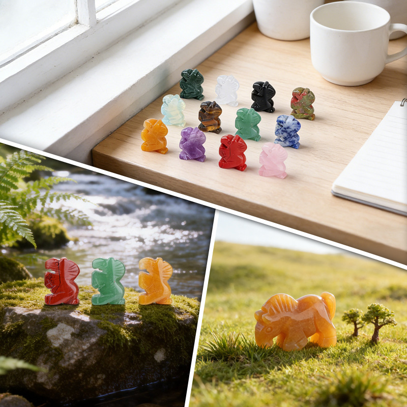 Natural Stone Horse Figurine Mini Animal Carving Decorative Table Ornament Small Horse Sculpture Home Desk Decor