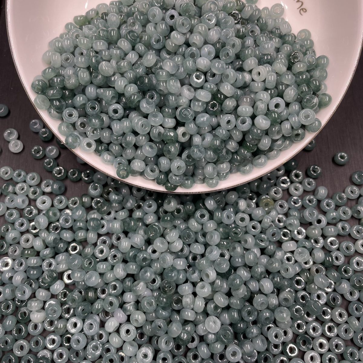 Natural Ice Jadeite Blue Water Abacus Spacer Beads 5.5mm Large Hole, Jade Spacer Beads for DIY Bracelets Necklaces