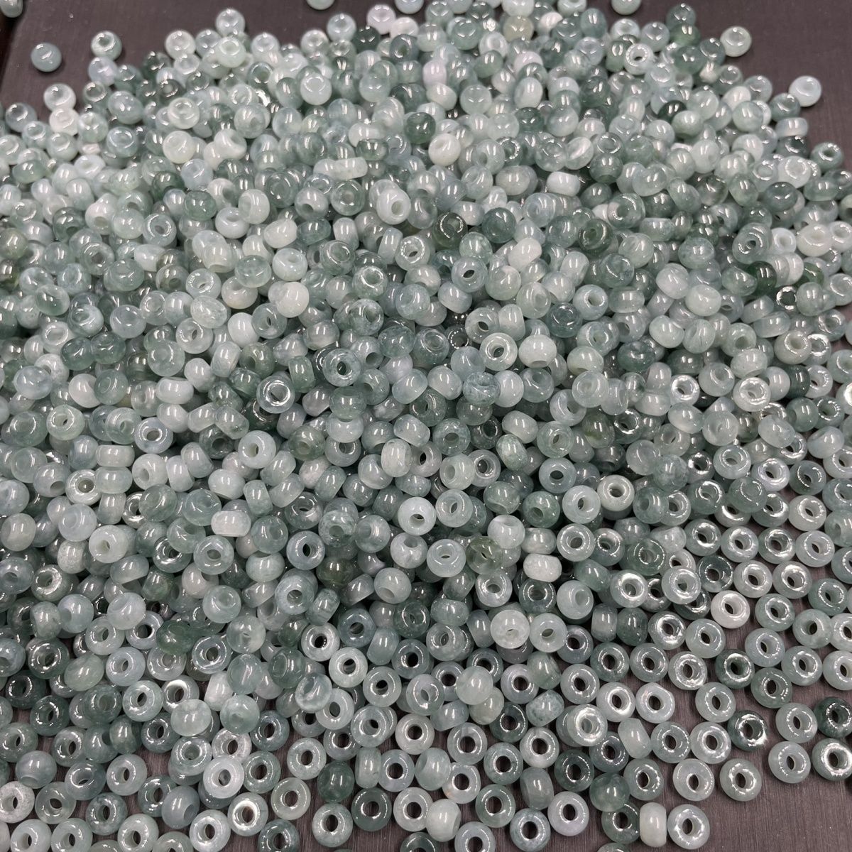 Natural Ice Jadeite Blue Water Abacus Spacer Beads 5.5mm Large Hole, Jade Spacer Beads for DIY Bracelets Necklaces