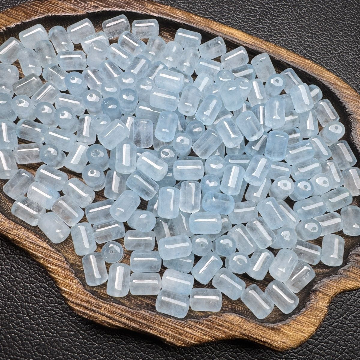 Aquamarine Cylindrical Barrel Beads 12x8mm, Natural Blue Crystal Beads for DIY Jewelry Making, 5 Pieces