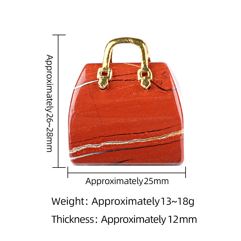 Natural Stone Mini Handbag Pendant, Agate Crystal Bag Charm for Necklace, DIY Decoration or Display Piece