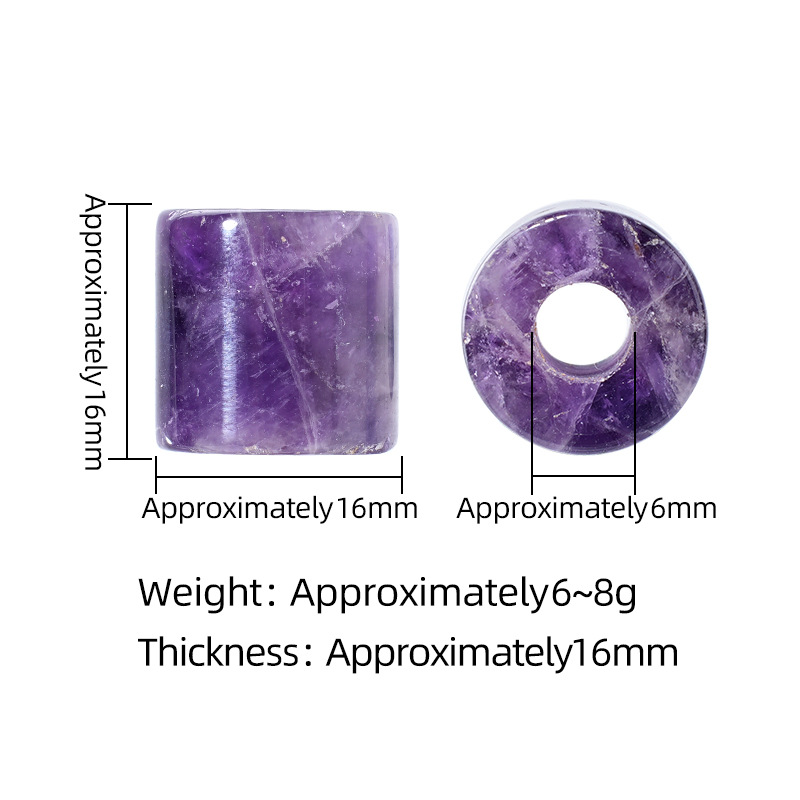Natural Stone Cylinder Large Hole Beads, 16mm Crystal Agate Barrel Loose Beads with 6mm Hole for DIY Bracelets, Necklaces and Jewelry Accessories
