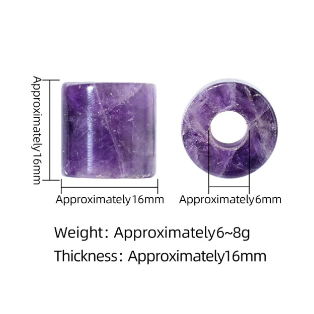 Natural Stone Cylinder Large Hole Beads, 16mm Crystal Agate Barrel Loose Beads with 6mm Hole for DIY Bracelets, Necklaces and Jewelry Accessories
