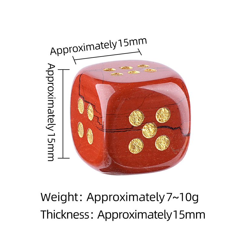 Natural Gemstone Dice Rounded Edge 15mm Crystal Dice for Board Games and Collection