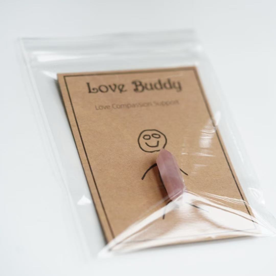 Natural Crystal Double Terminated Point with Message Card, Hand-Polished Healing Stone Gift for Mindfulness, Display & Resale