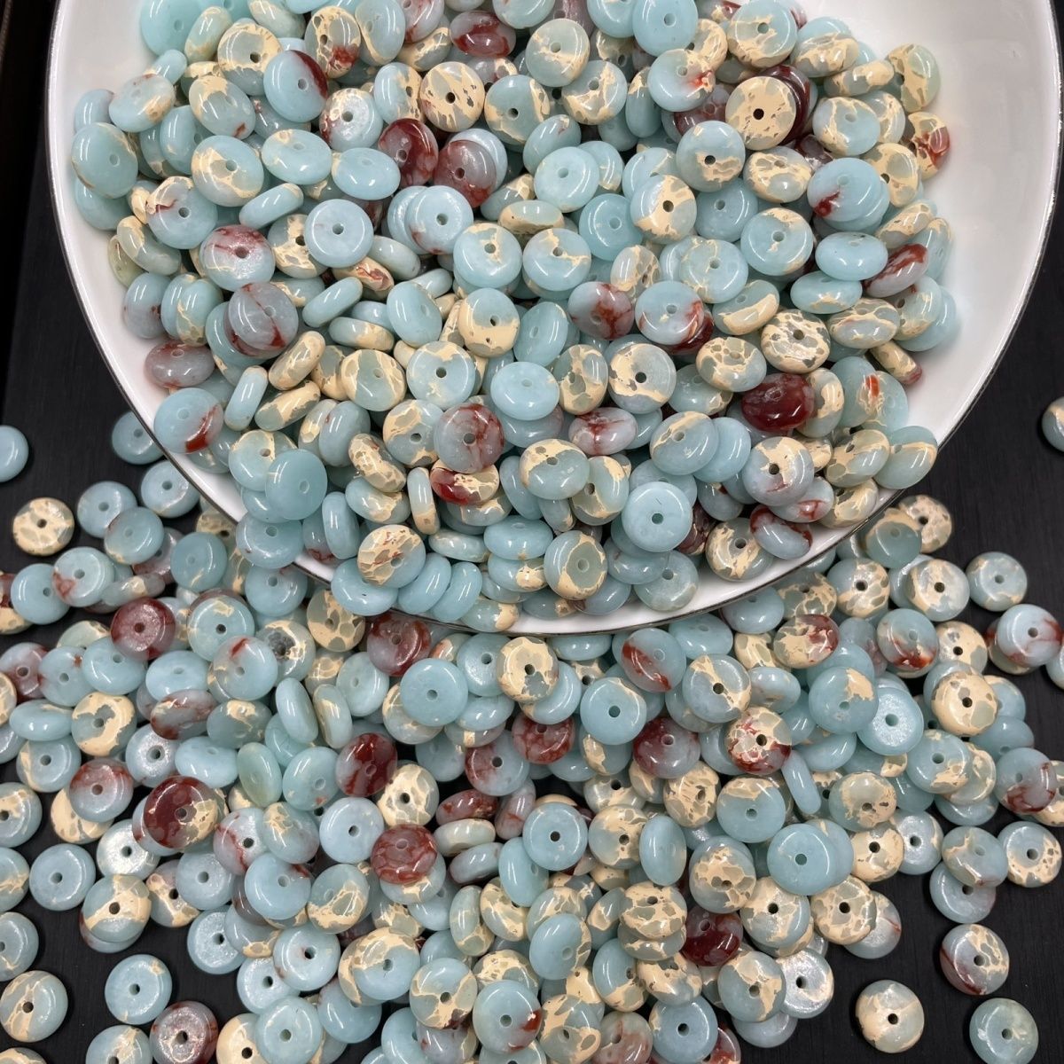 Shoushan Stone Spacer Beads 8.5×3mm, Optimized Natural Stone Donut Spacer Beads for DIY Jewelry Making