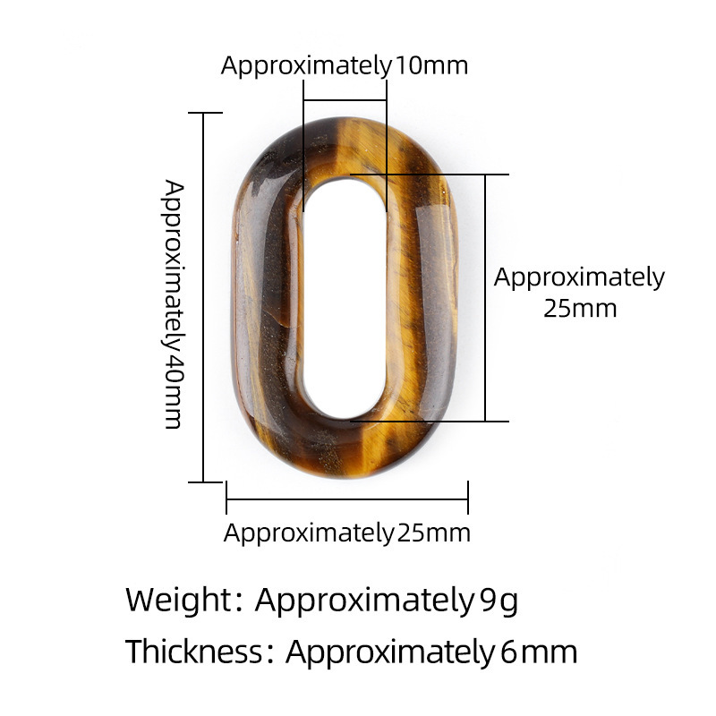 Natural Stone Oval O-Ring Pendant 25×40mm Large Hole Crystal & Jadeite Carved Loop Connector for DIY Necklace Jewelry Making