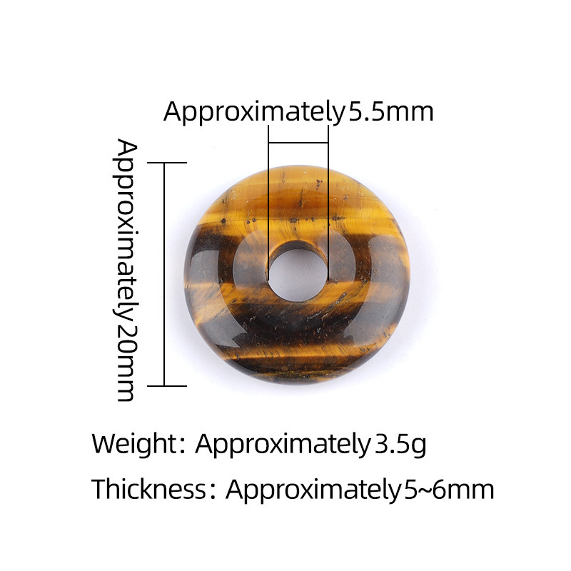 Natural Gemstone Donut Pendant Large Hole Round Peace Buckle Crystal Necklace DIY Charm26022107