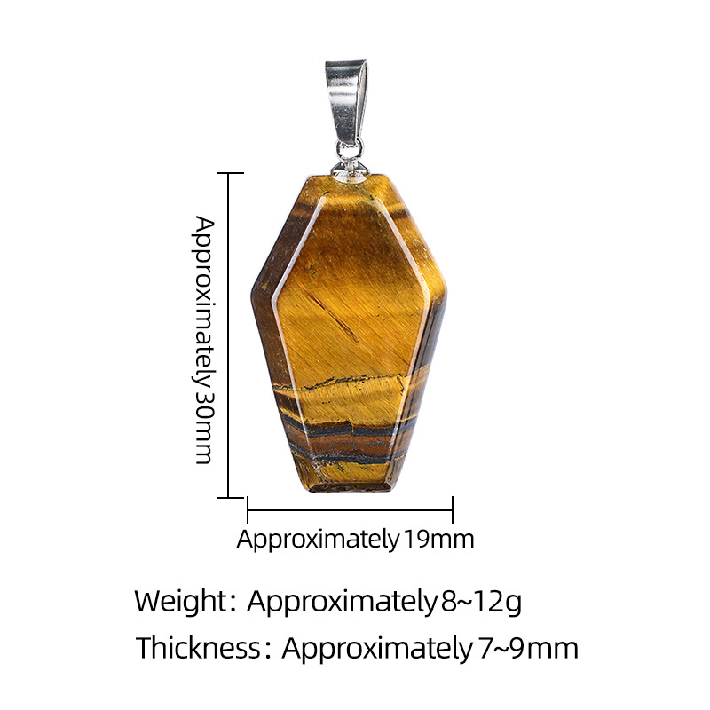 Natural Coffin-Shaped Crystal Pendant Necklace, Faceted Gemstone Coffin Charm, Gothic Style Stone Jewelry for Daily Wear or Seasonal Styling