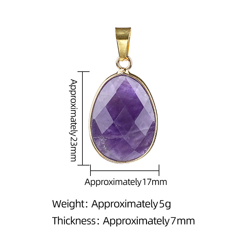 Elegant Oval-Shaped Crystal Pendant with Double Facet Copper Edge Necklace for Fashion