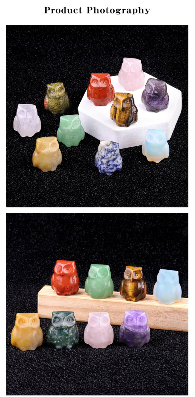 Natural Stone Owl Mini Figurine Hand Carved Animal Desk Decor Small Owl Statue Home Display Collectible Ornament Gift