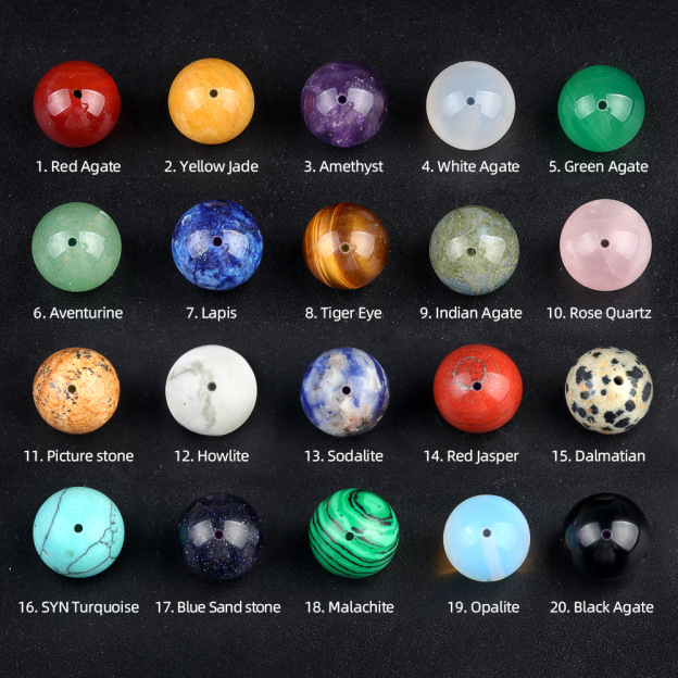 Natural Stone Half Drilled Round Beads, 12mm Crystal Agate Semi Hole Loose Beads for DIY Earrings Stud Jewelry Making and Inlay Accessories