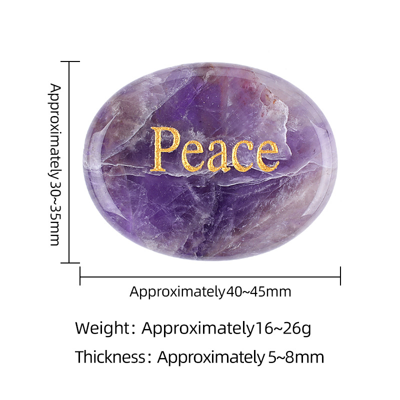 Natural Crystal Engraved Palm Stone, Oval Affirmation Worry Stone Massage Stone for Relaxation, Motivation, Gift, Desk Decor and Wholesale