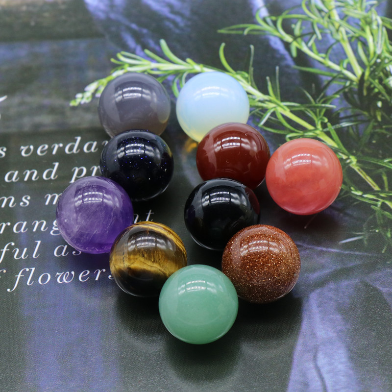 Natural Crystal Sphere Bead, 16mm No Hole Round Stone Bead for DIY Jewelry Making, Display Decor and Handmade Accessory Projects