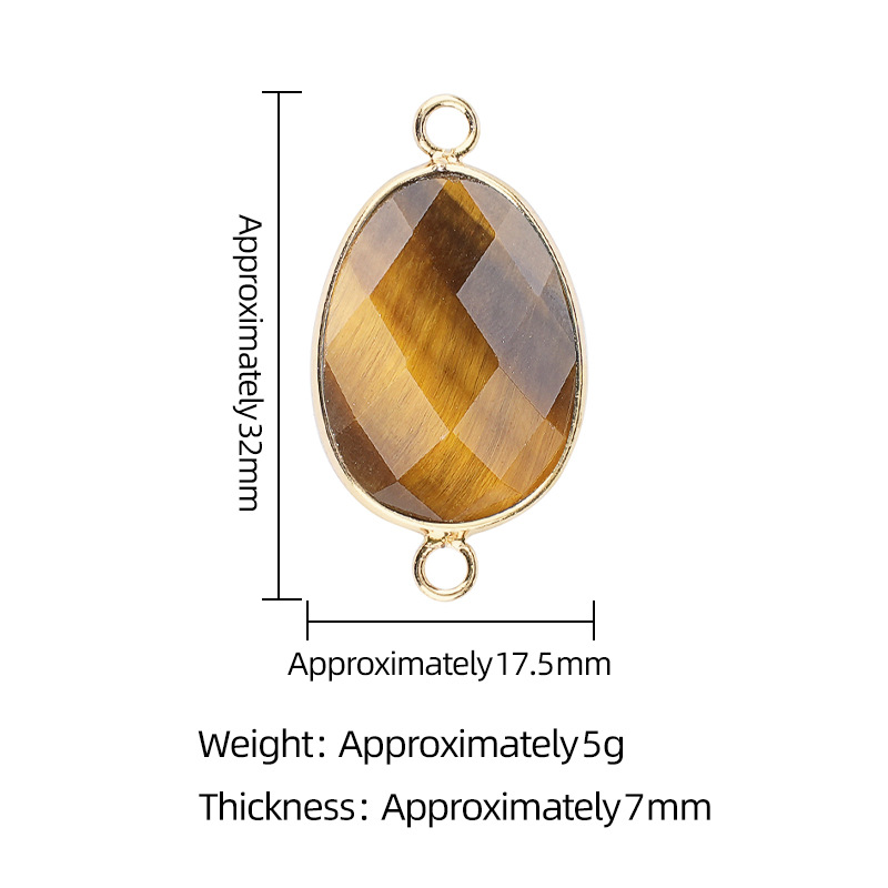 Natural Crystal Faceted Connector Charm, Gold Wrapped Double Loop Gemstone Pendant for DIY Bracelet, Necklace and Handmade Jewelry Making