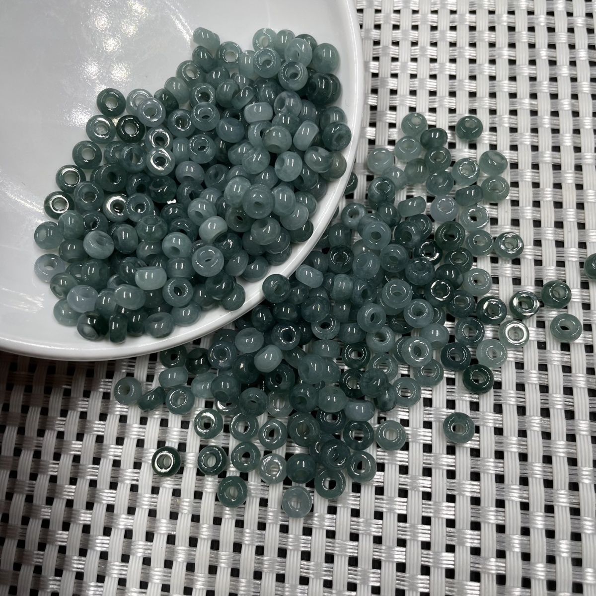 Natural Ice Jadeite Blue Water Abacus Spacer Beads 5.5mm Large Hole, Jade Spacer Beads for DIY Bracelets Necklaces