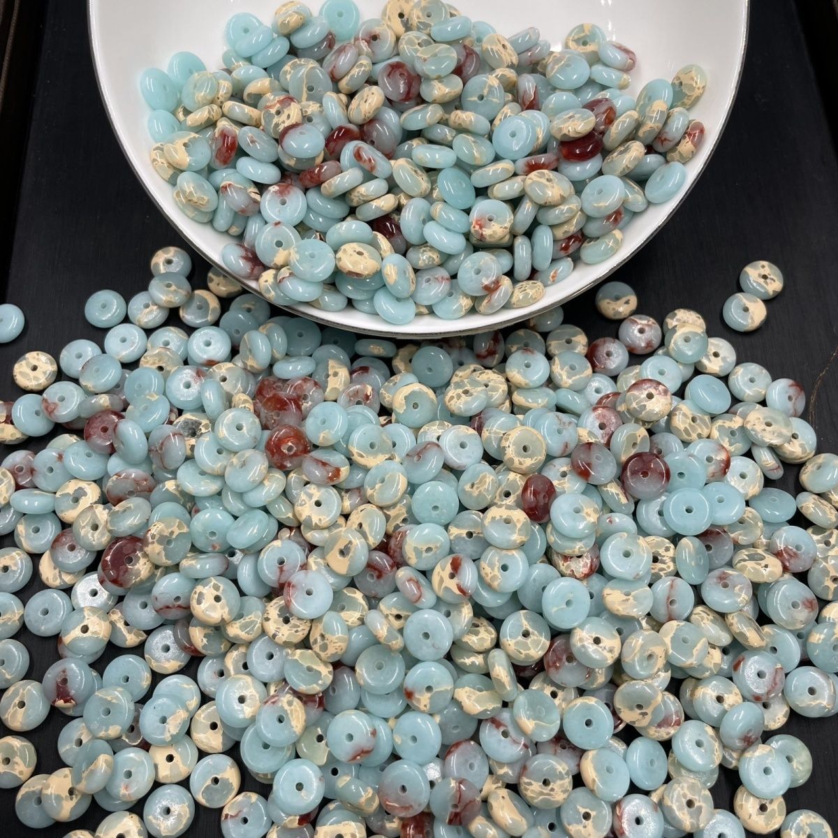 Shoushan Stone Spacer Beads 8.5×3mm, Optimized Natural Stone Donut Spacer Beads for DIY Jewelry Making