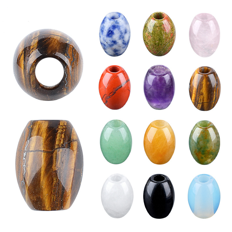 Natural Stone Barrel Bead Large Hole Spacer Beads DIY Bracelet Necklace Craft Loose Beads Handmade Accessory Supply