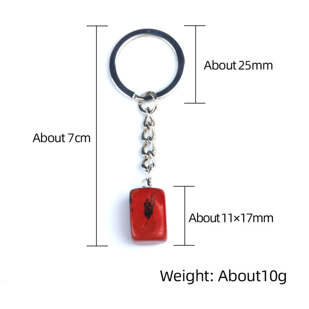 Natural Crystal Rectangle Keychain, Irregular Stone Block Key Ring Charm for DIY Accessories, Bag Decoration and Everyday Carry Gift